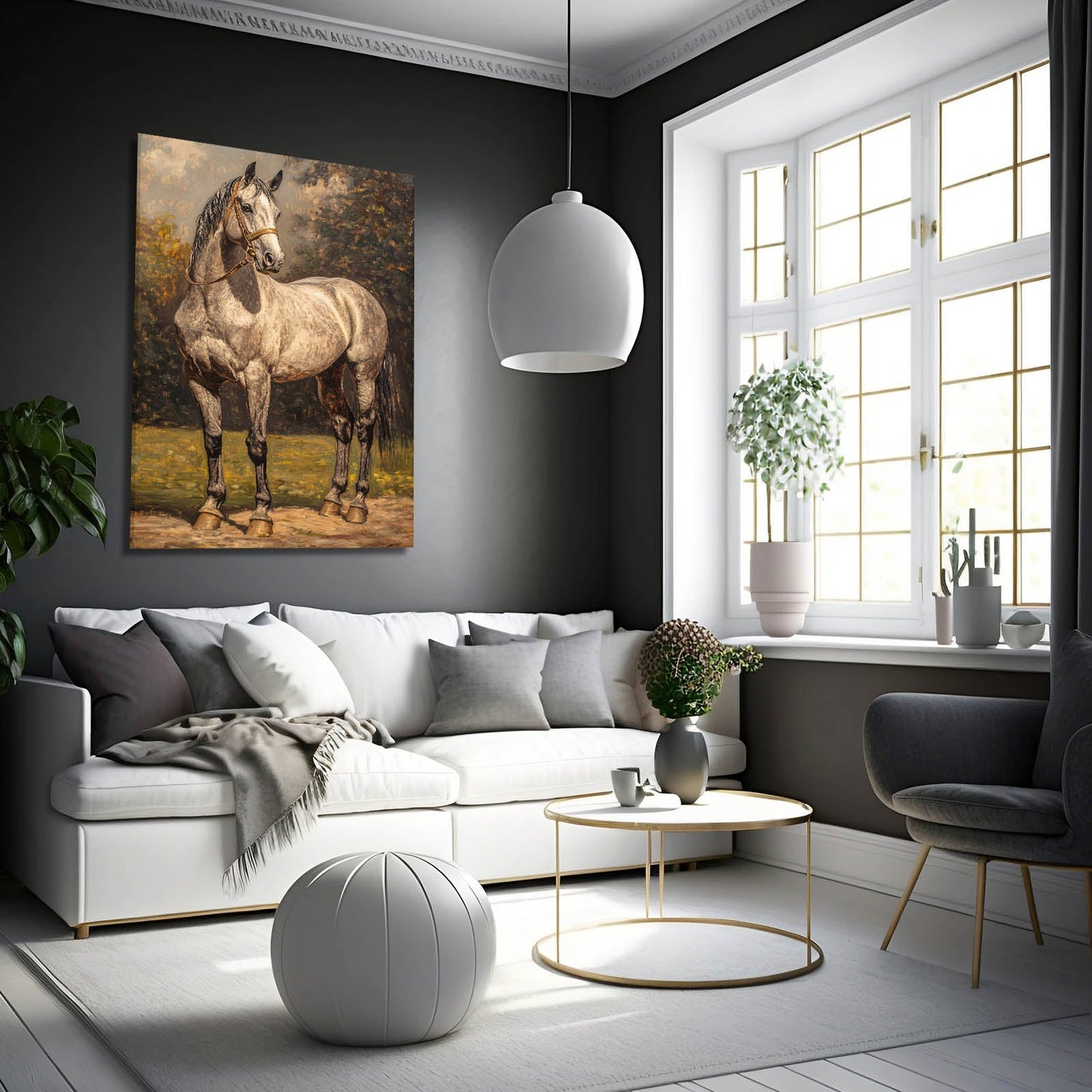 Naturalism Horse Wall Art – angled canvas view on white background