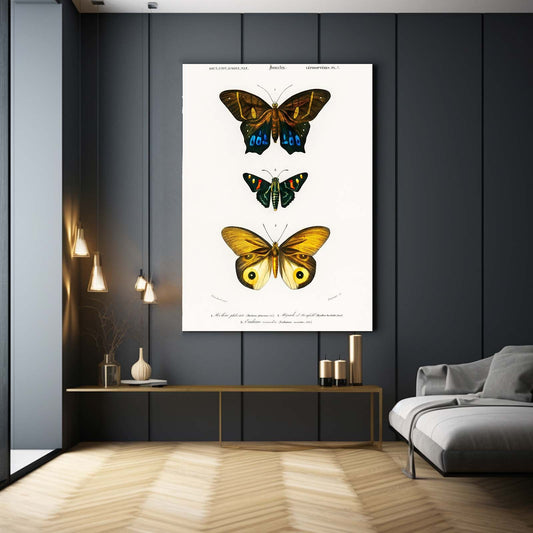 Naturalist Butterfly Wall Art — botanical canvas print in white tones, view 3