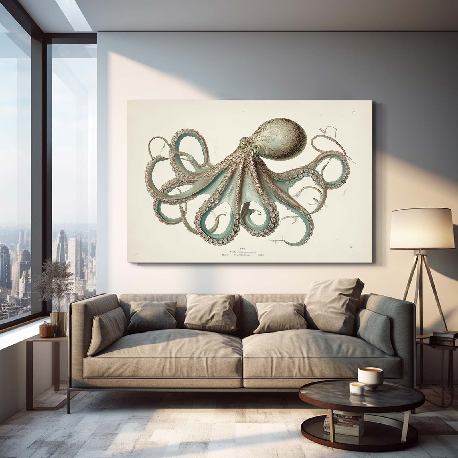 Naturalist Plate Octopus Art – styled in a furnished interior