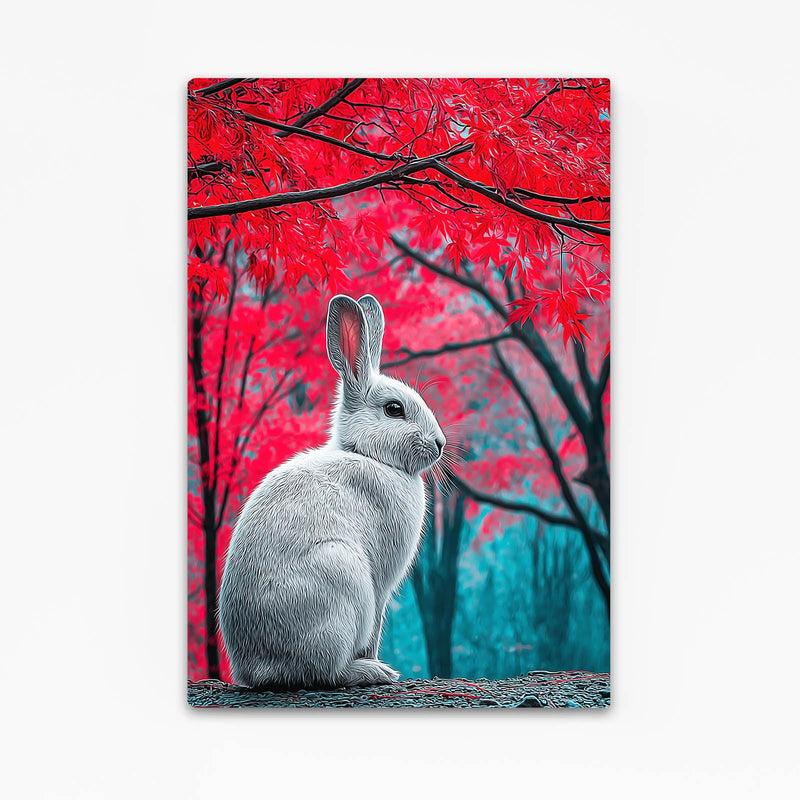 Nature Bunny Wall Art – angled canvas view on white background