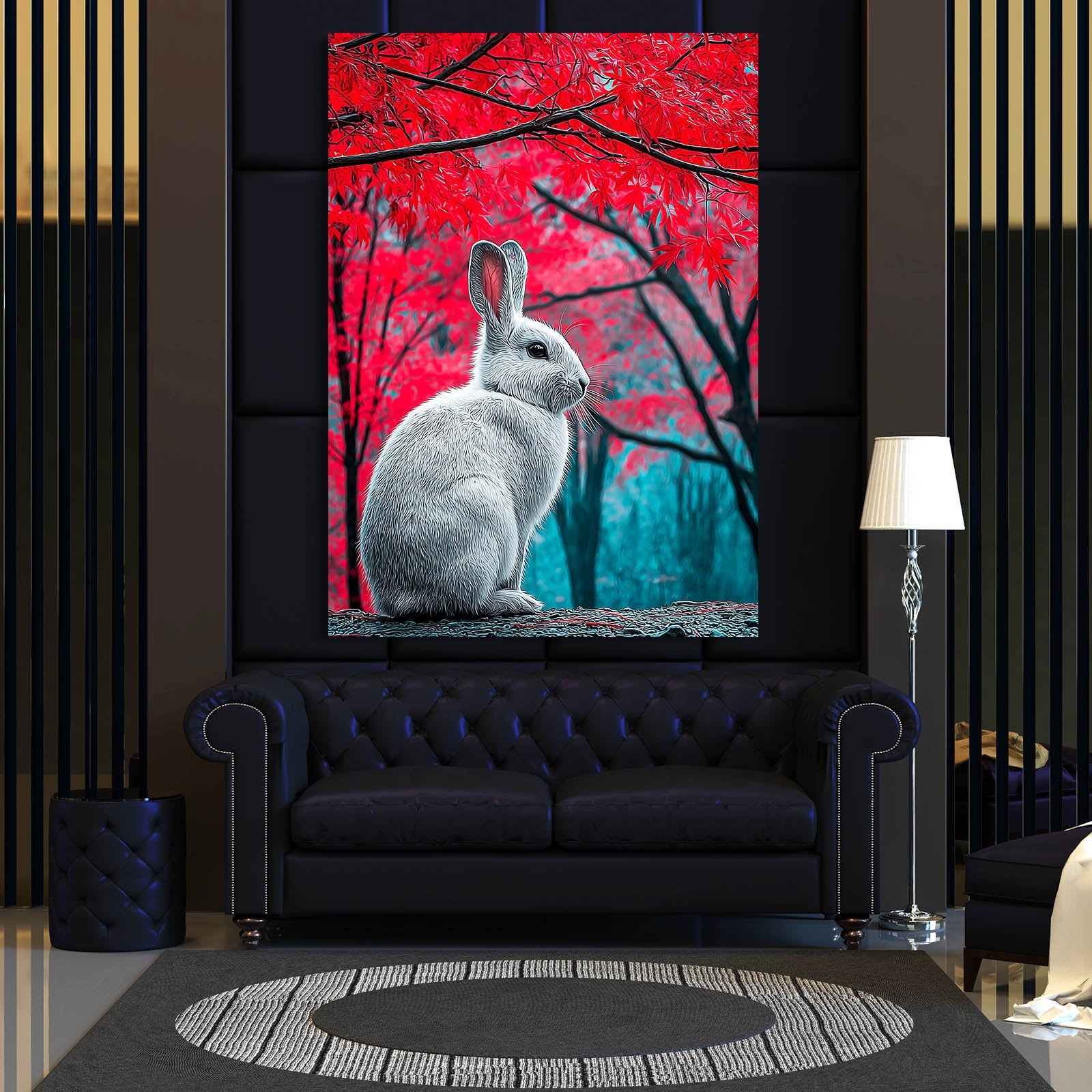 Nature Bunny Wall Art – angled canvas view on white background