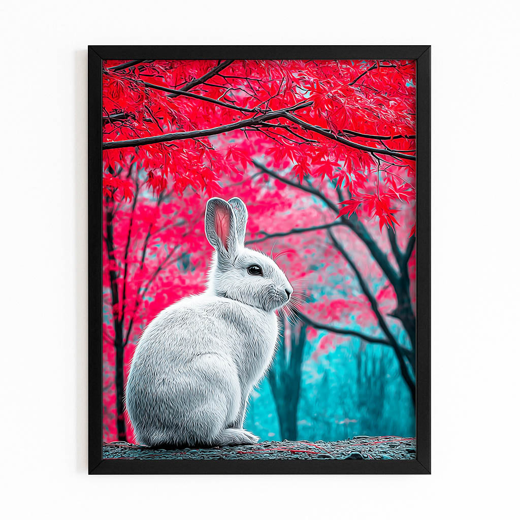Nature Bunny Wall Art – with Premium Black frame on white background