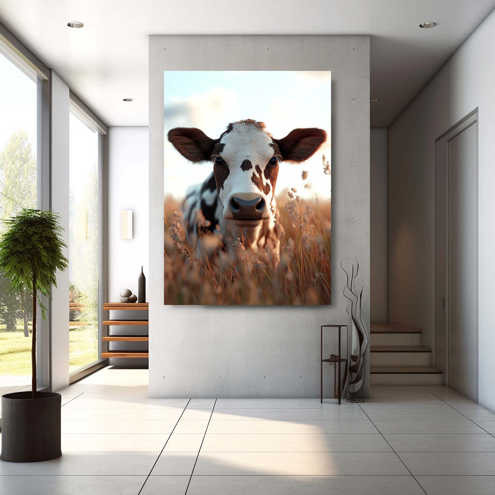 Nature Cow Canvas – angled canvas view on white background