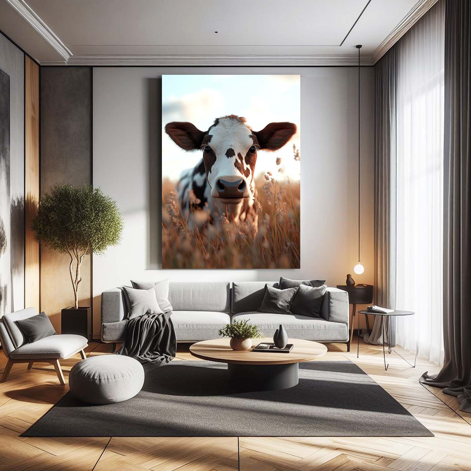 Nature Cow Canvas – angled canvas view on white background