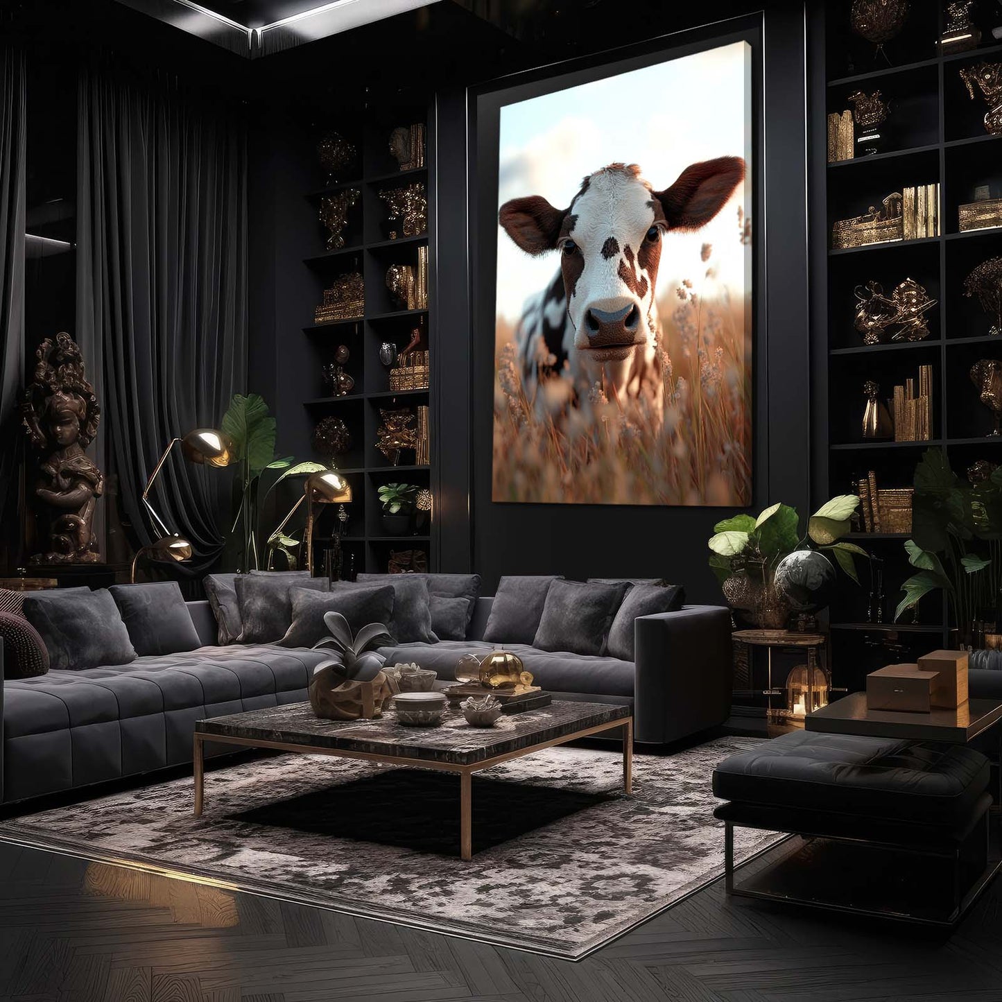 Nature Cow Canvas – angled canvas view on white background