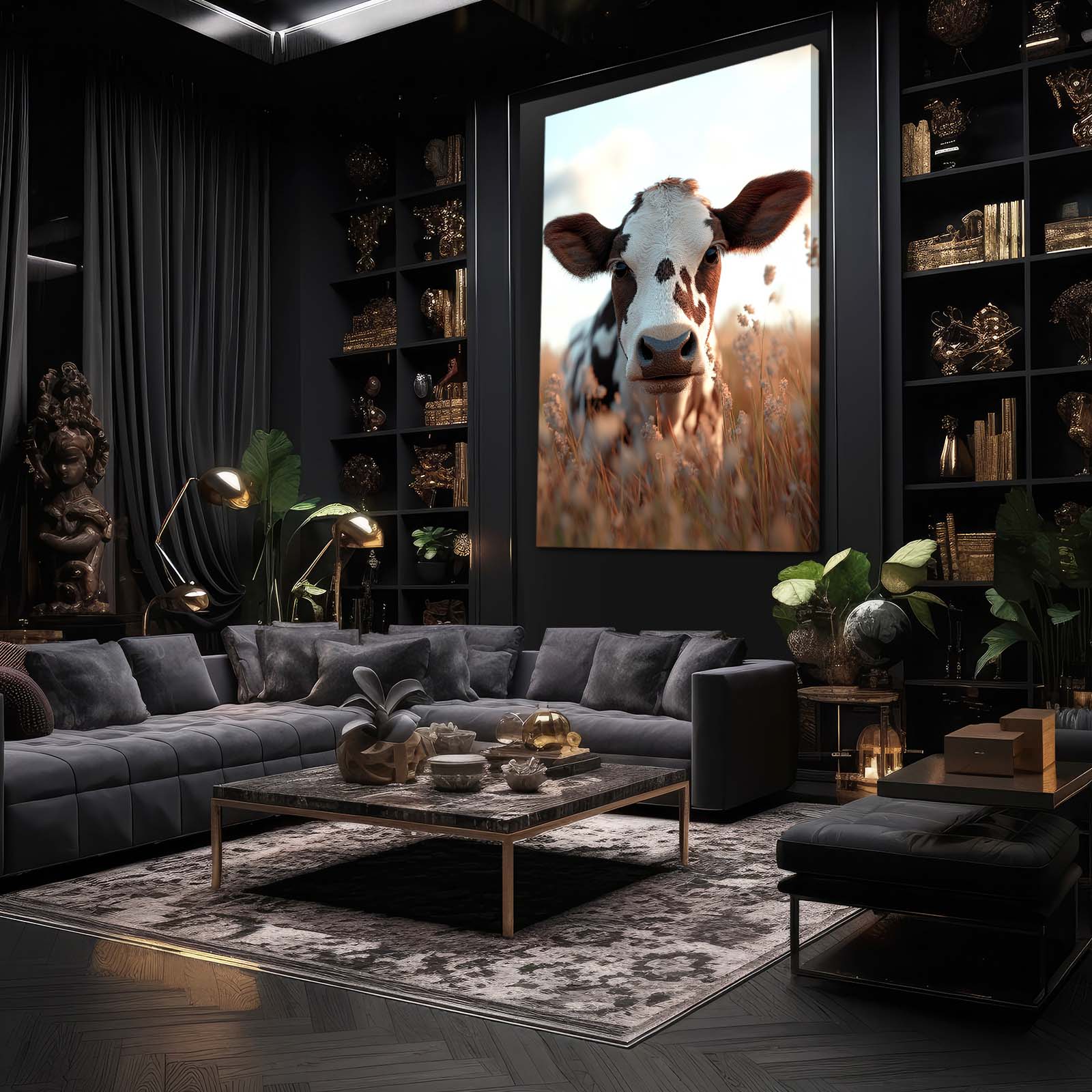 Nature Cow Canvas – angled canvas view on white background