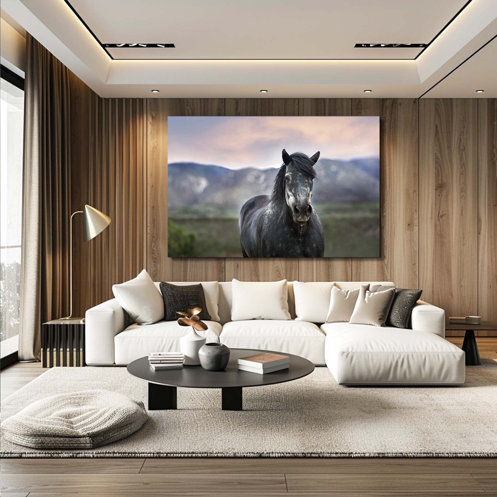 Nature Horse Art – angled canvas view on white background