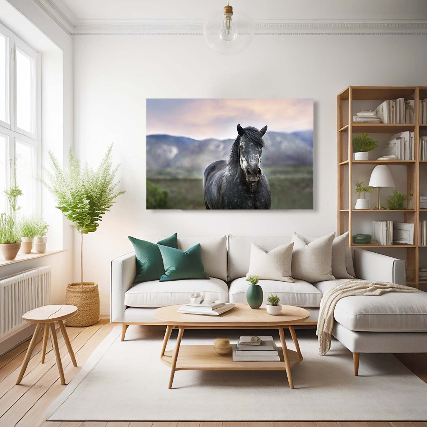 Nature Horse Art – angled canvas view on white background