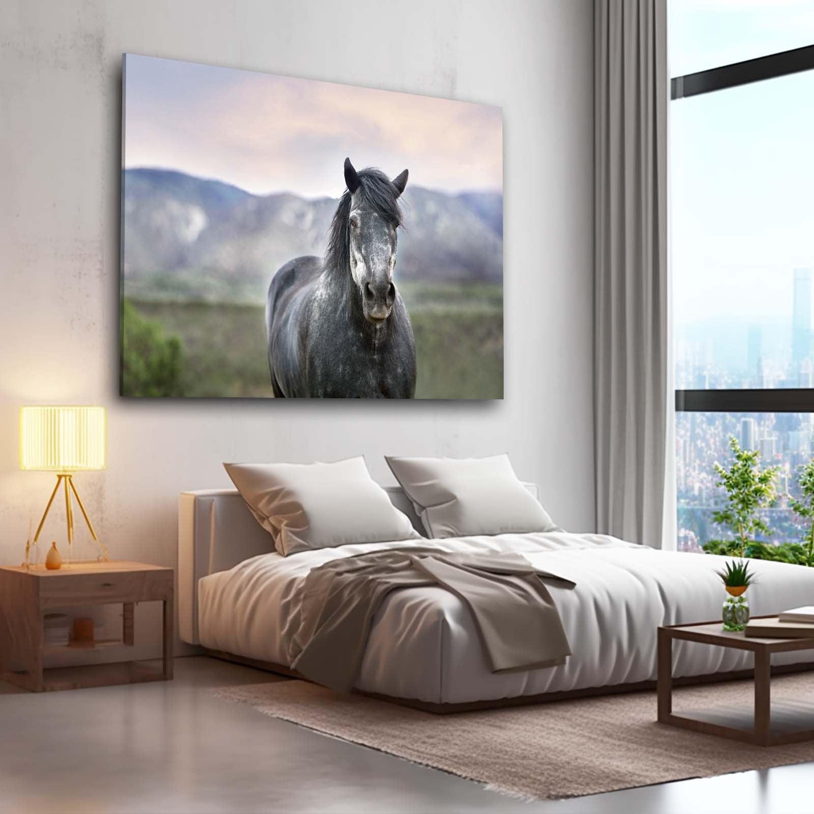 Nature Horse Art – angled canvas view on white background