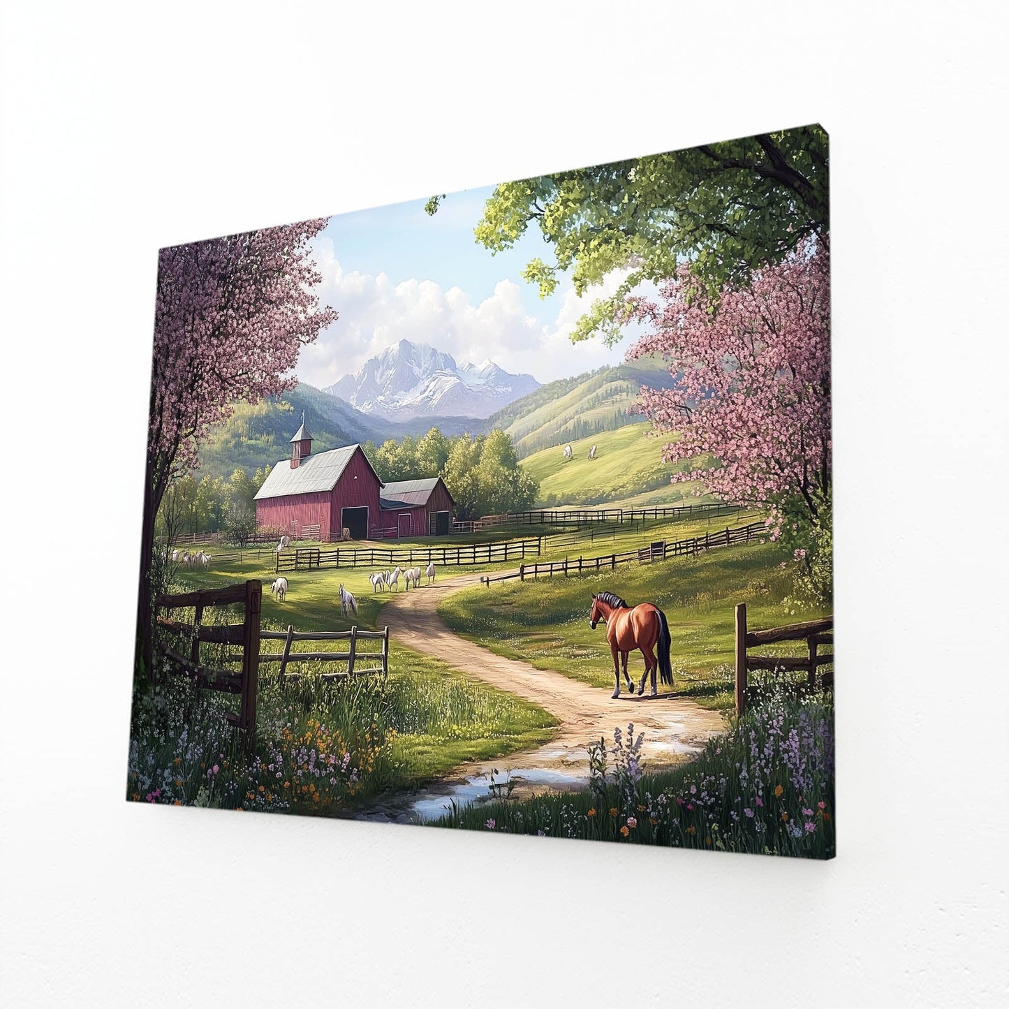 Nature Horse Wall Art – angled canvas view on white background