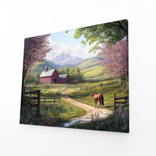 Nature Horse Wall Art – angled canvas view on white background