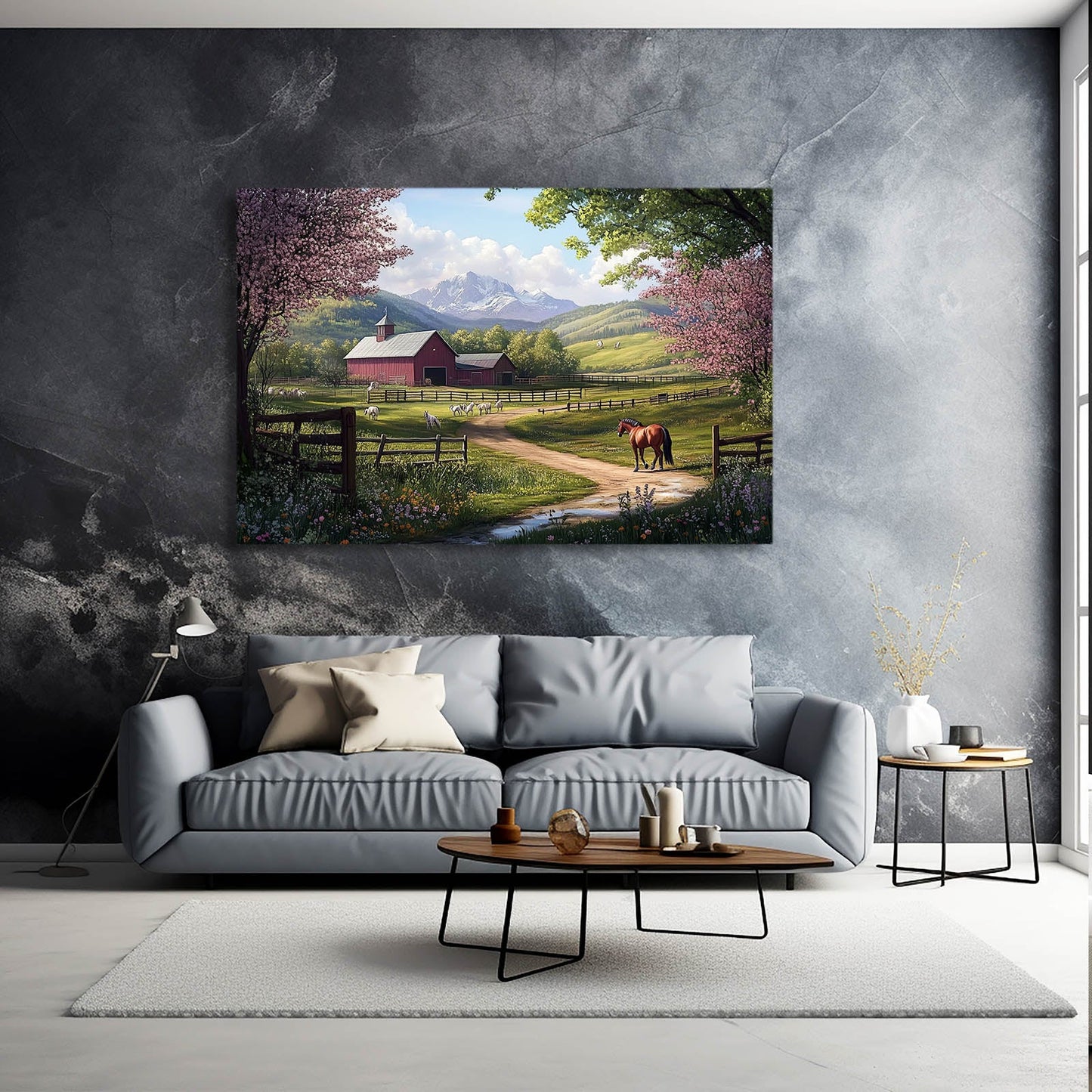 Nature Horse Wall Art – angled canvas view on white background