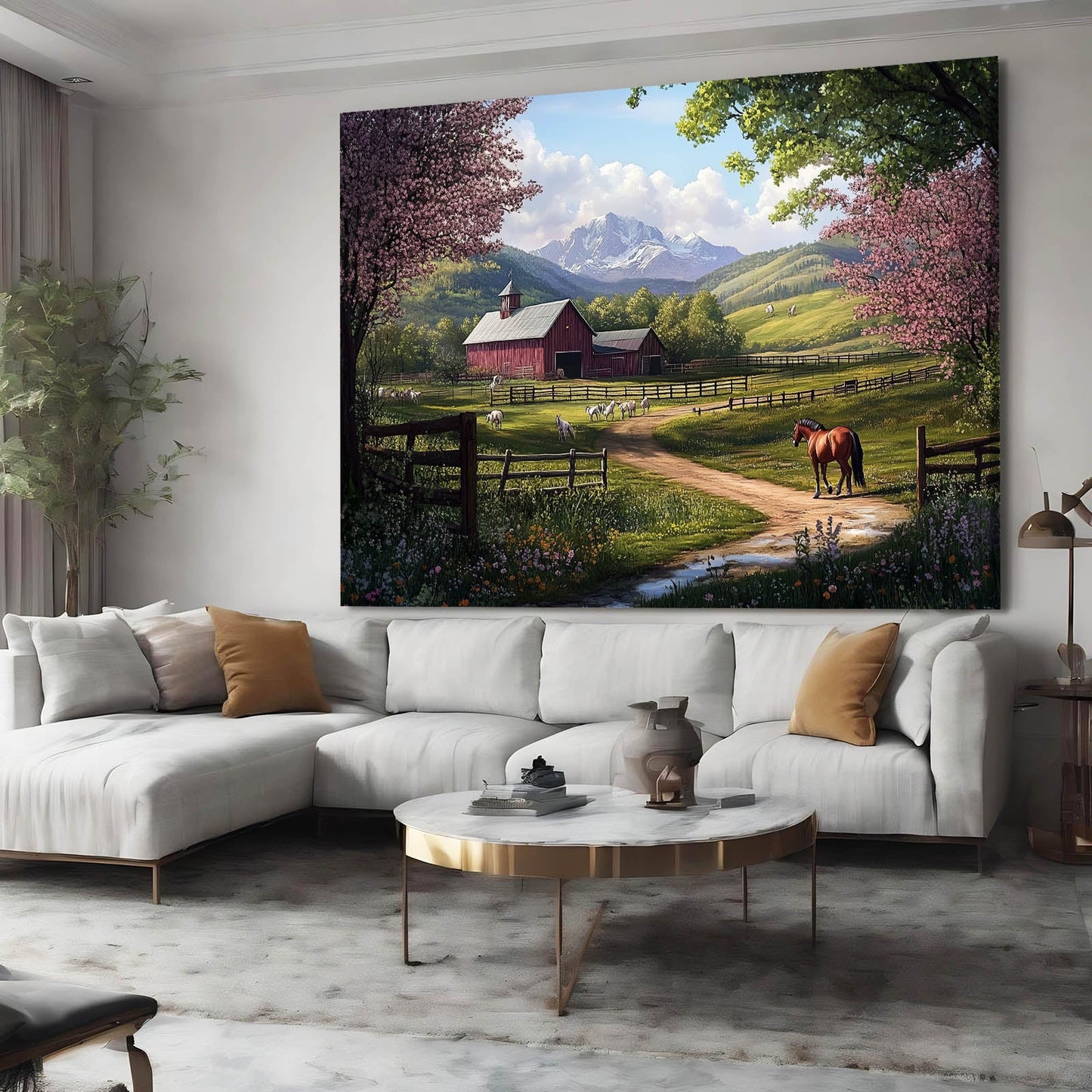 Nature Horse Wall Art – angled canvas view on white background