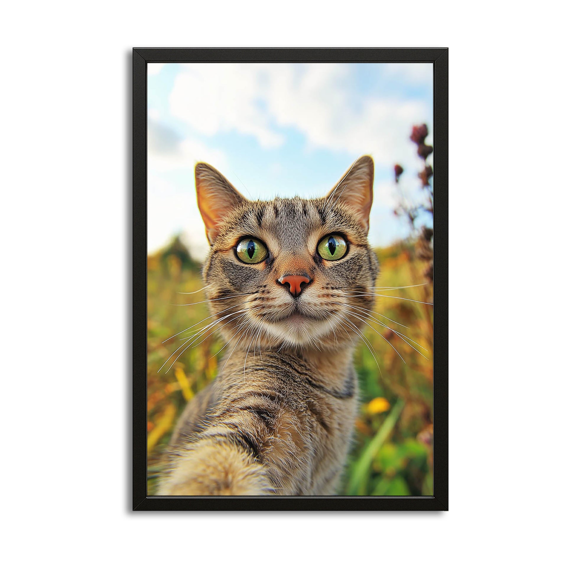 Nature Selfie Cat Art – canvas print on white background