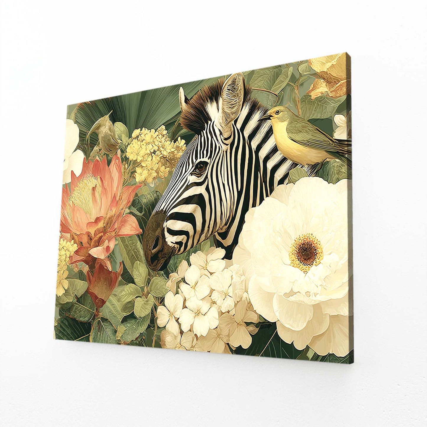 Nature Zebra Art – angled canvas view on white background