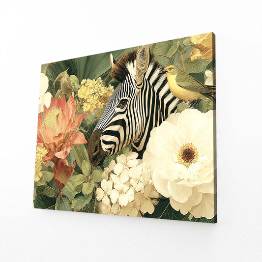 Nature Zebra Art – angled canvas view on white background