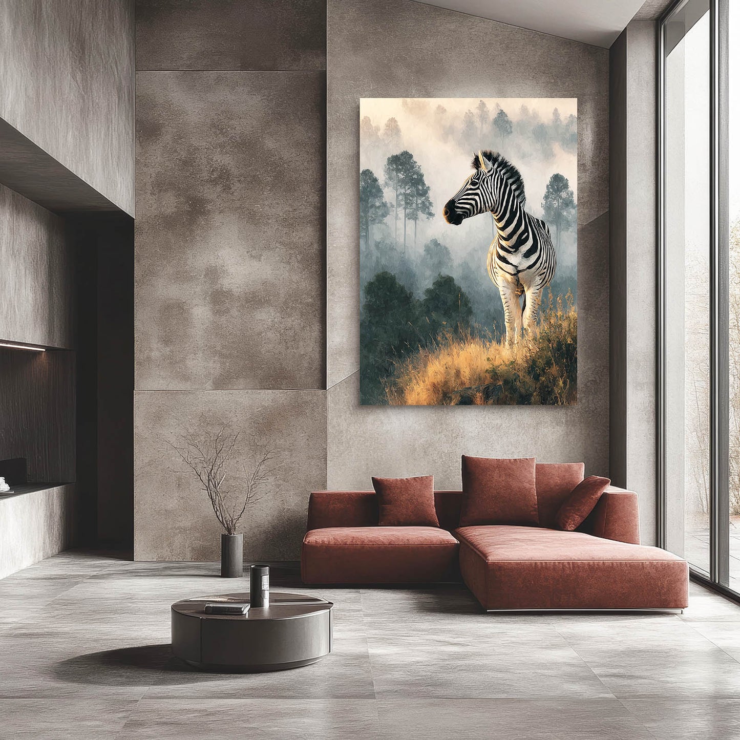 Nature Zebra Wall Art – styled in a furnished interior