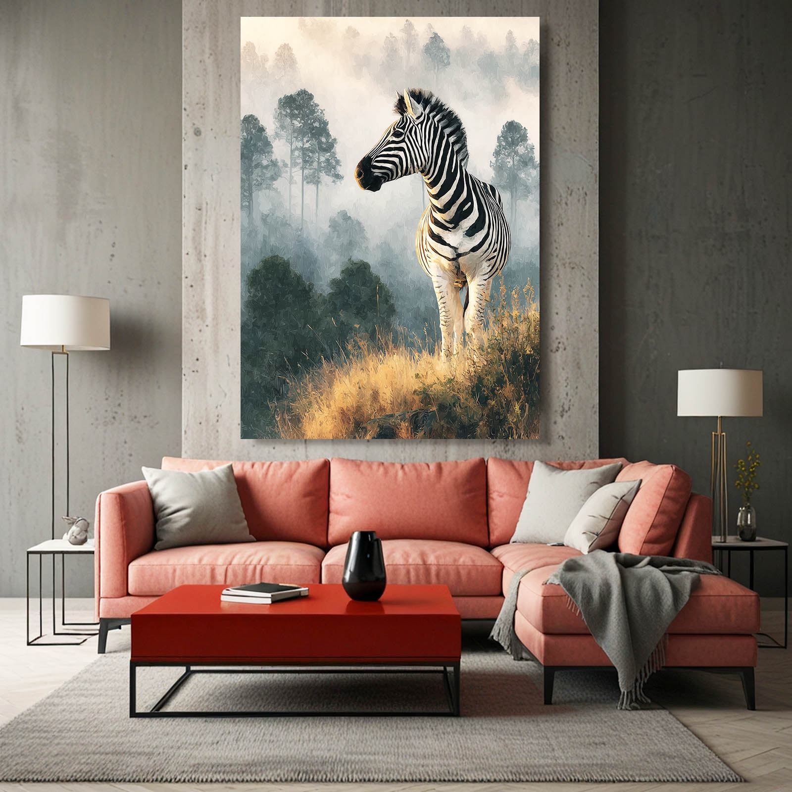 Nature Zebra Wall Art – styled in a furnished interior