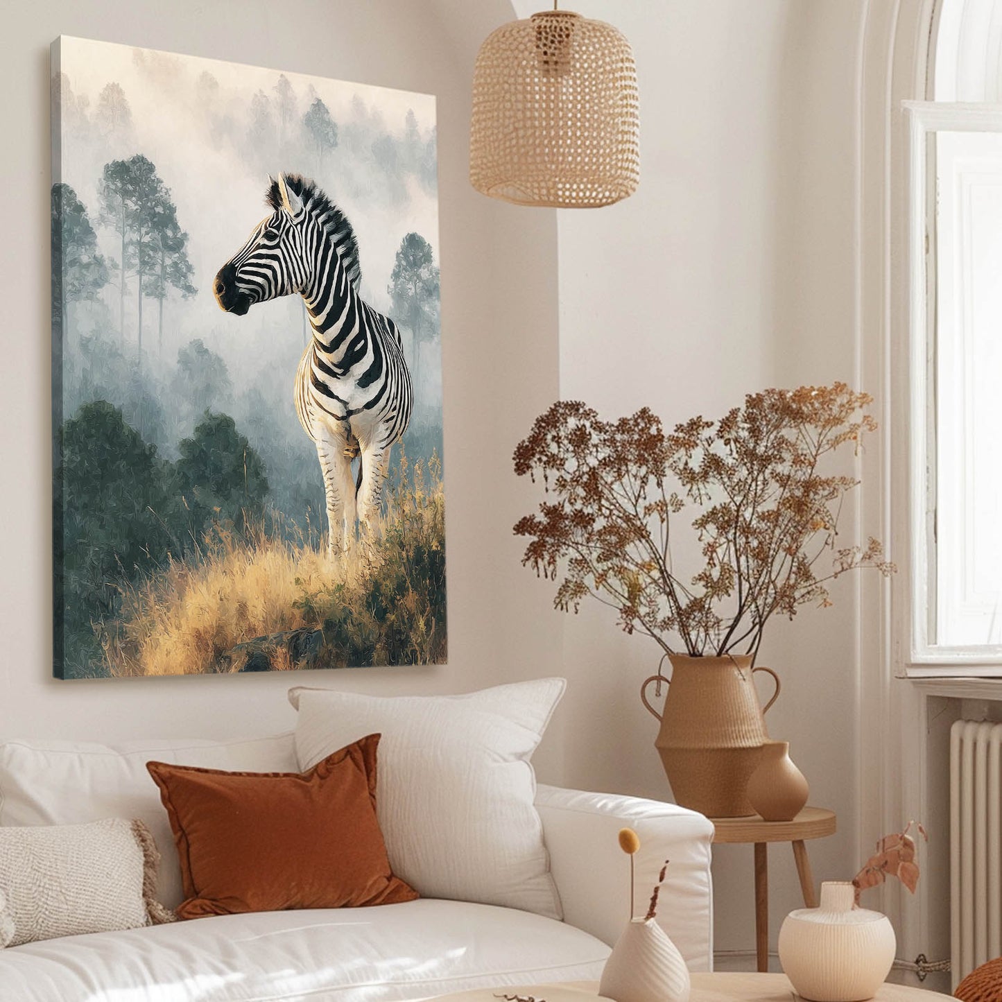 Nature Zebra Wall Art – styled in a furnished interior
