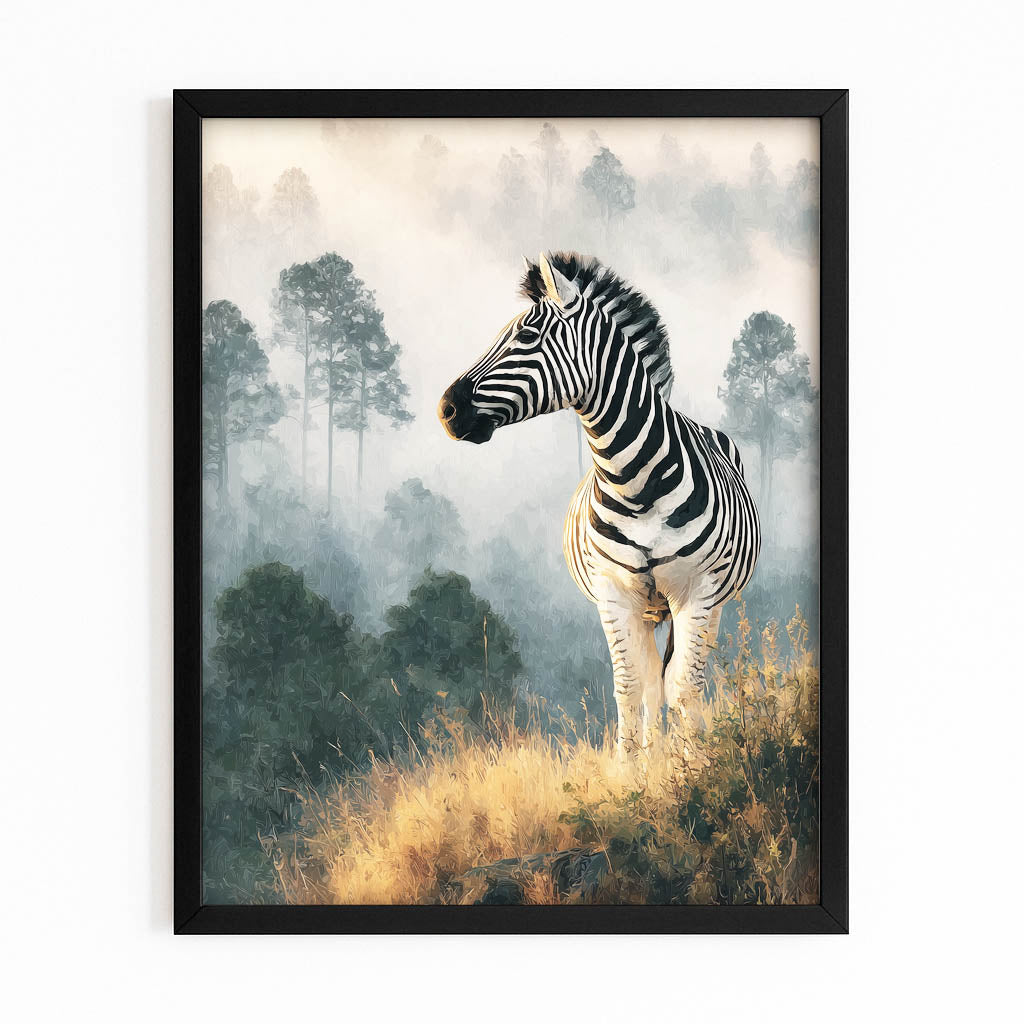 Nature Zebra Wall Art – with Premium Black frame on white background