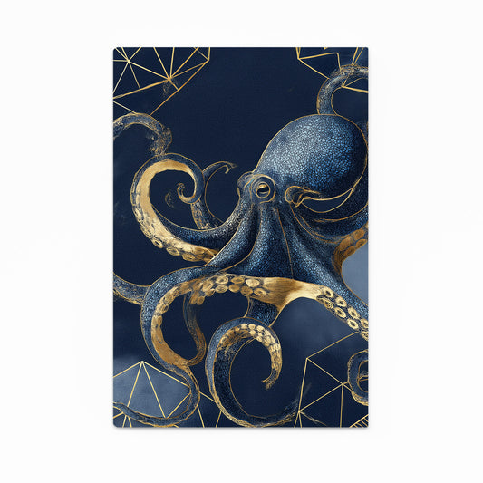 Navy Gold Coils Octopus Canvas Art – navy gold coils octopus canvas print