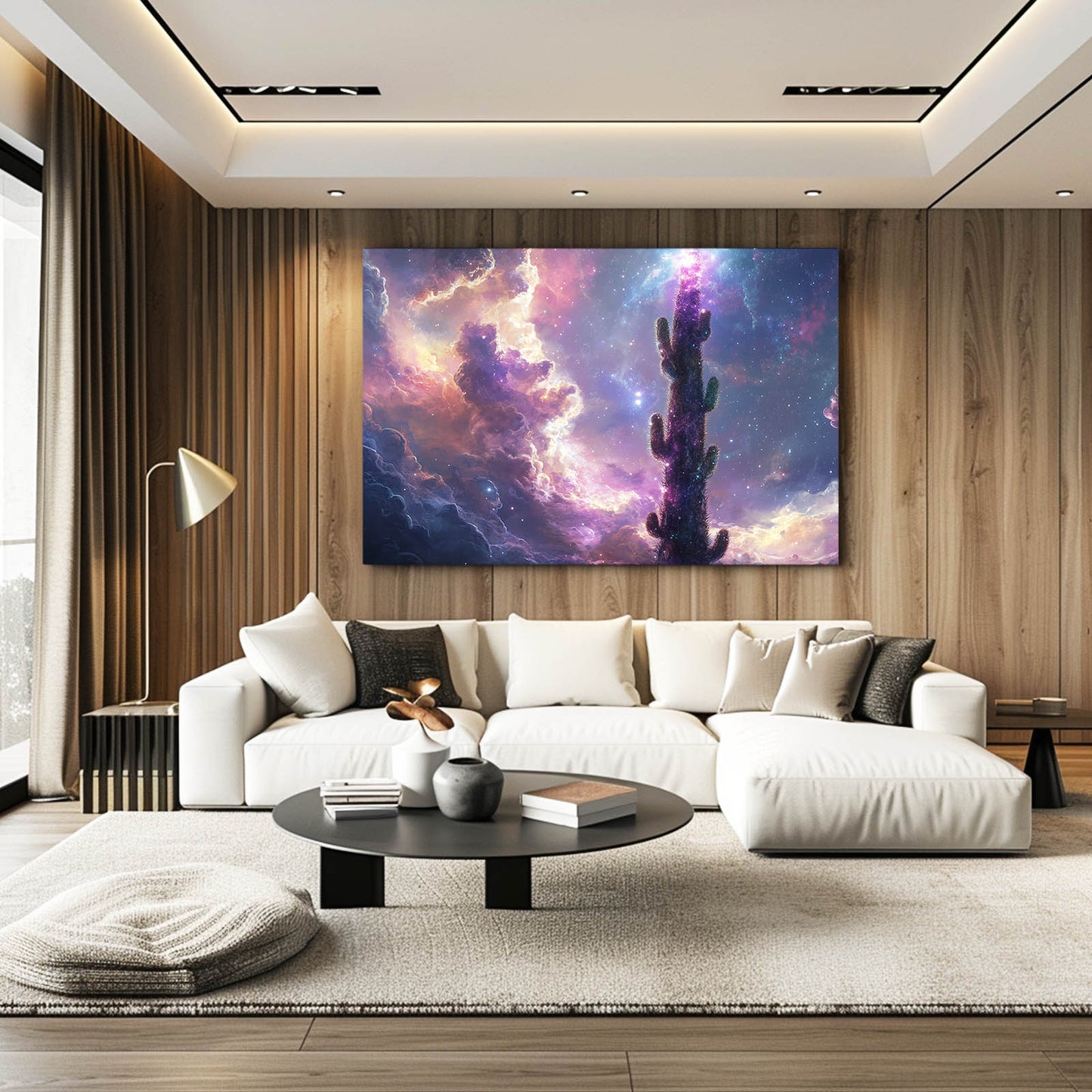 Nebula Cloud Dream Cactus Art – styled in a furnished interior