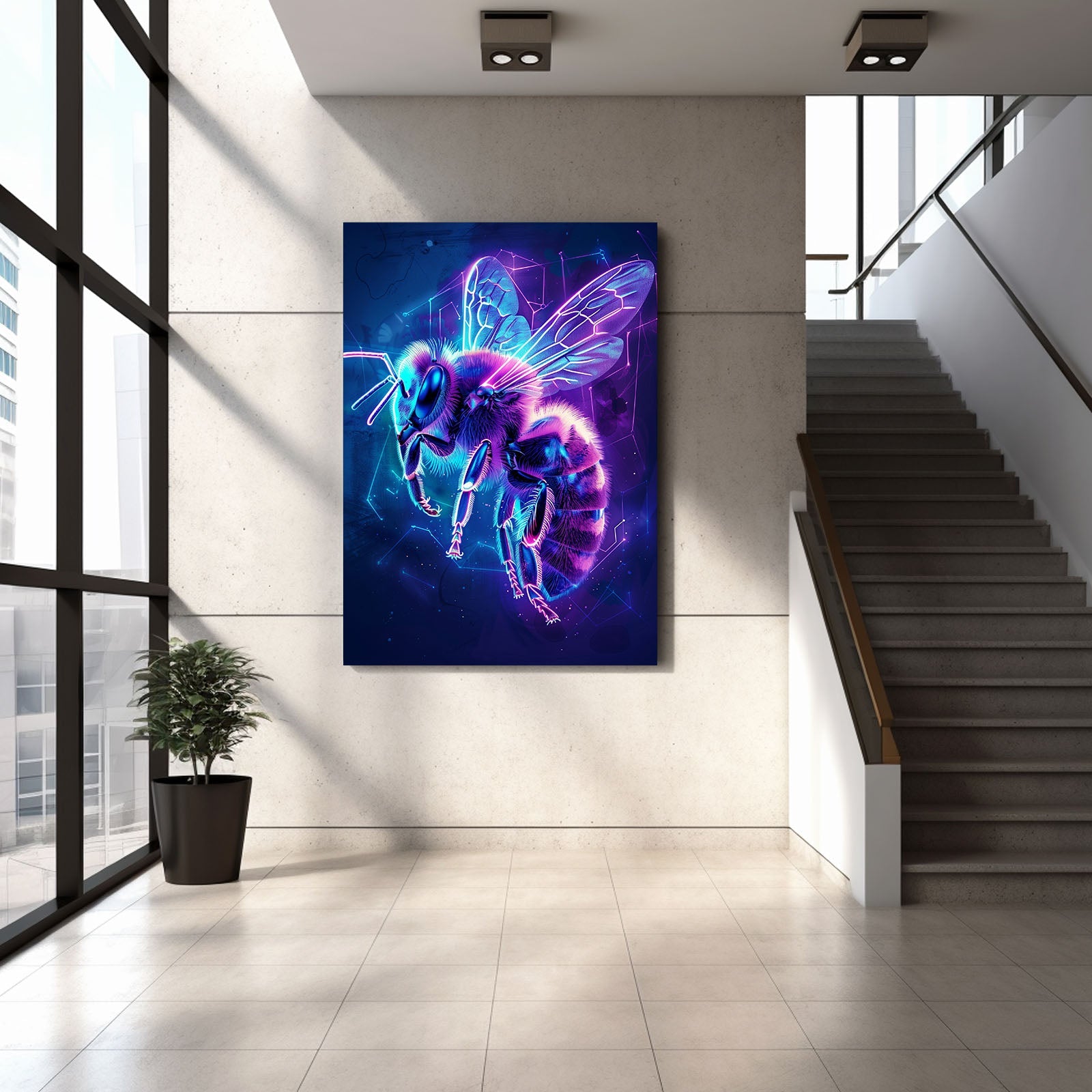 Neon Bee Art