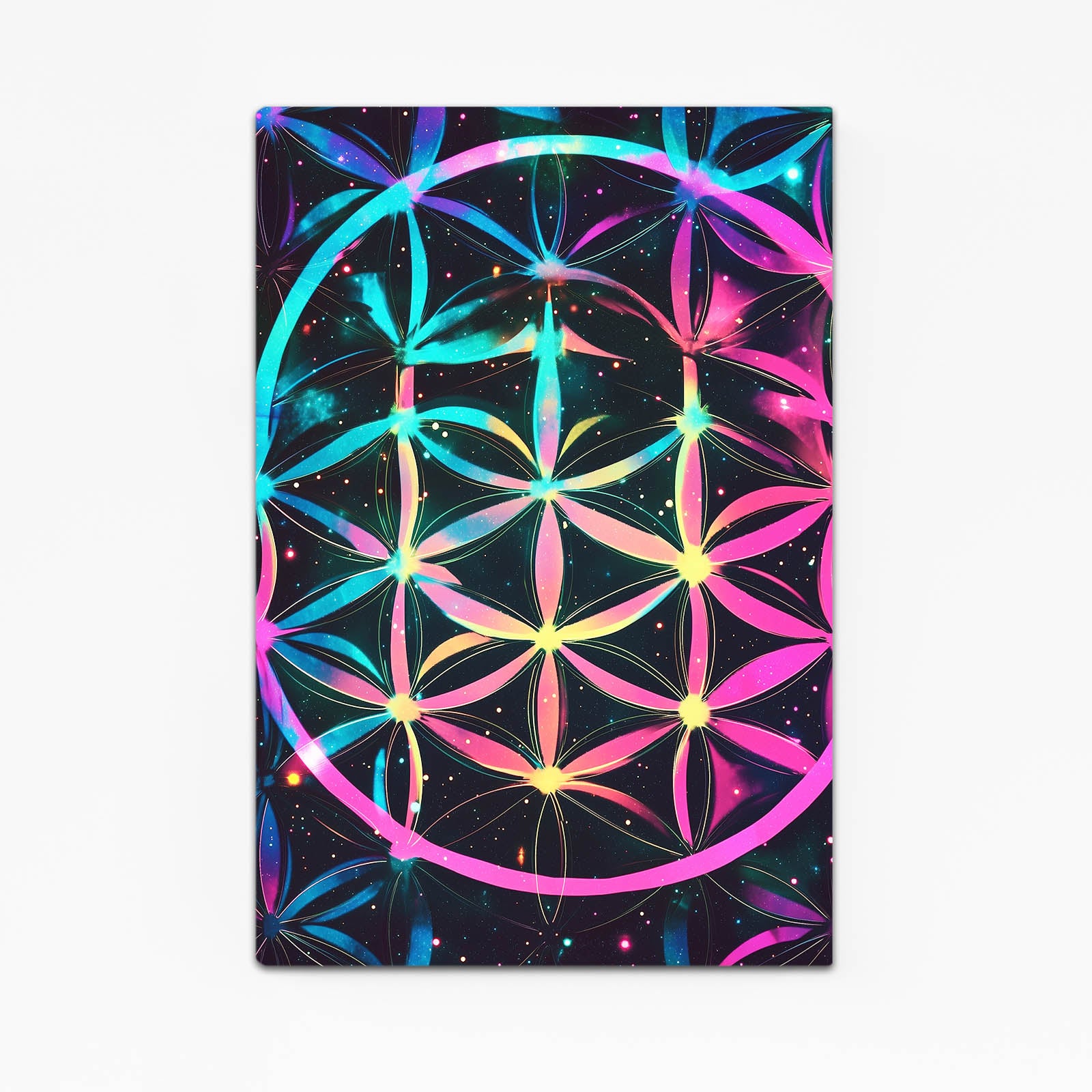 Neon Bloom Burst Flower Of Life Canvas Art – neon bloom burst flower of life canvas print