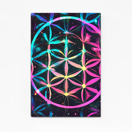Neon Bloom Burst Flower Of Life Canvas Art – neon bloom burst flower of life canvas print