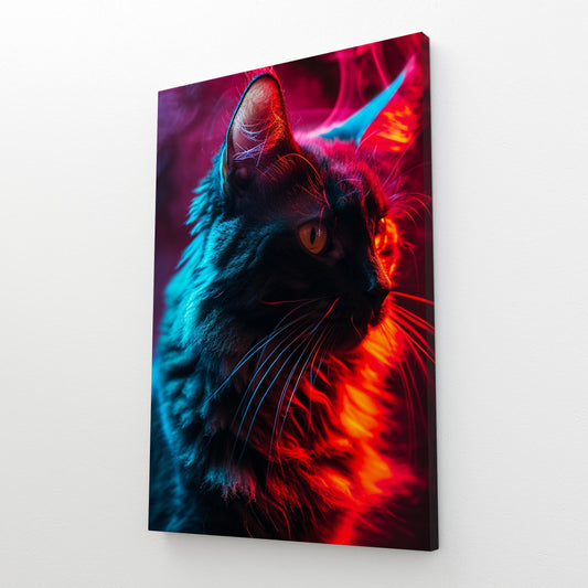 Neon Cat Wall Art