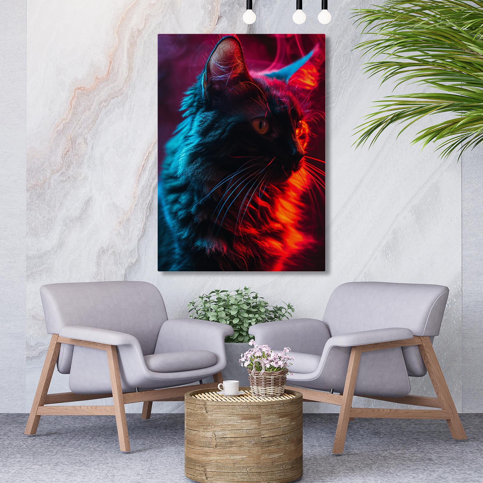 Neon Cat Wall Art