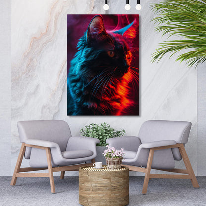 Neon Cat Wall Art