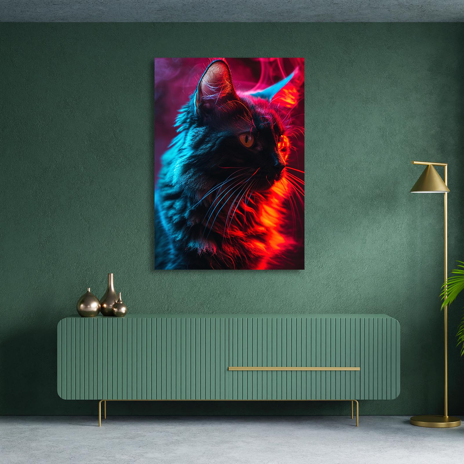 Neon Cat Wall Art