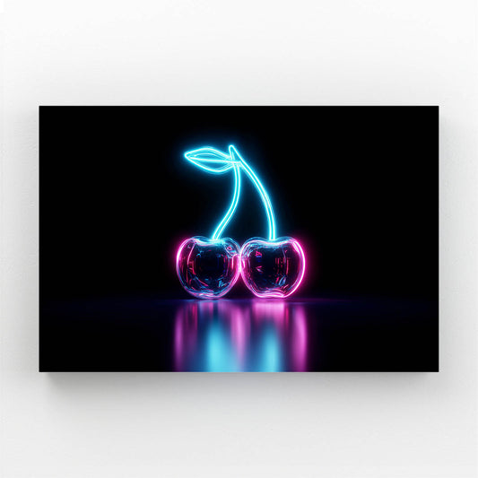 Neon Cherry Glow Fruit Canvas Art – neon cherry glow fruit canvas print