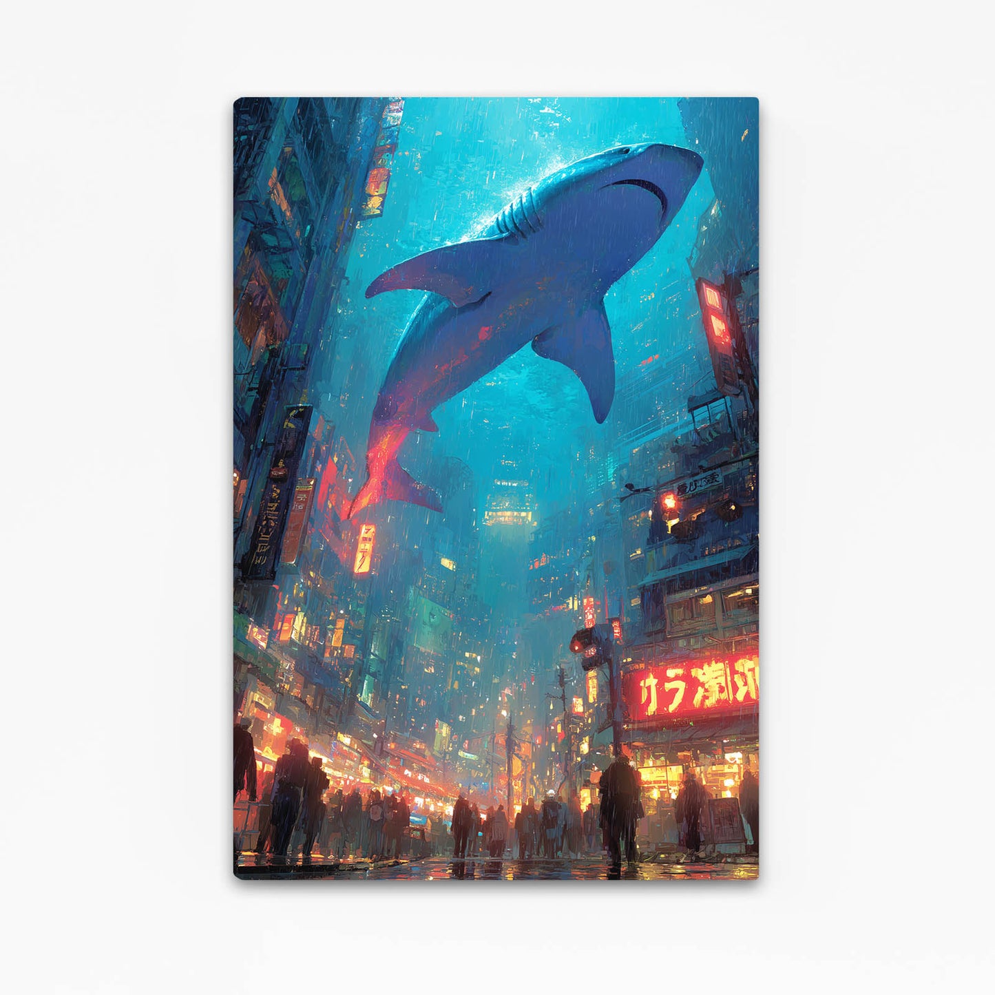 Neon City Sky Shark Wall Decor – neon city sky shark canvas print