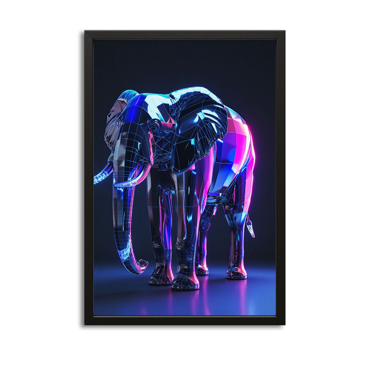 Neon Cyber Elephant Art