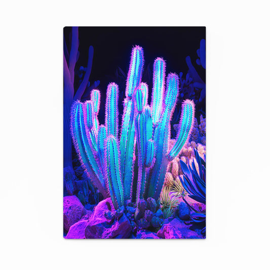 Neon Glow Cluster Cactus Wall Art – neon glow cluster cactus canvas print