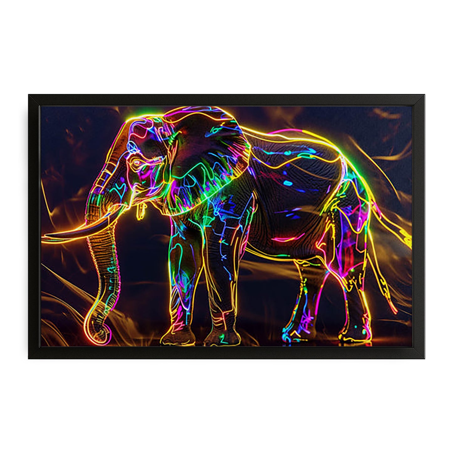 Neon Glow Elephant Wall Art