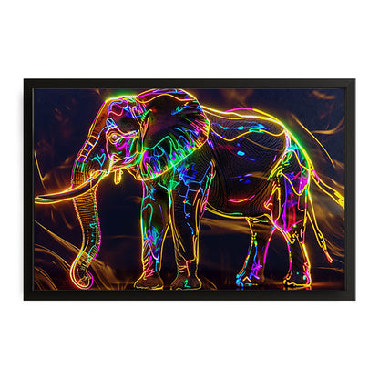 Neon Glow Elephant Wall Art