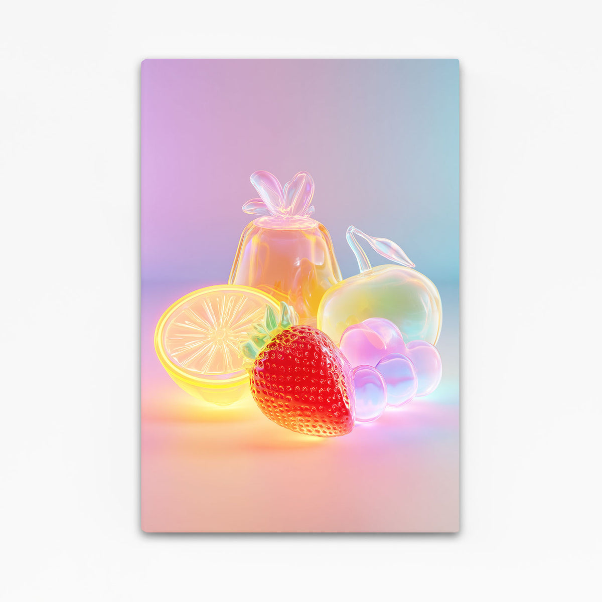 Neon Glow Fruit Prints — contemporary canvas print, canvas print on white background