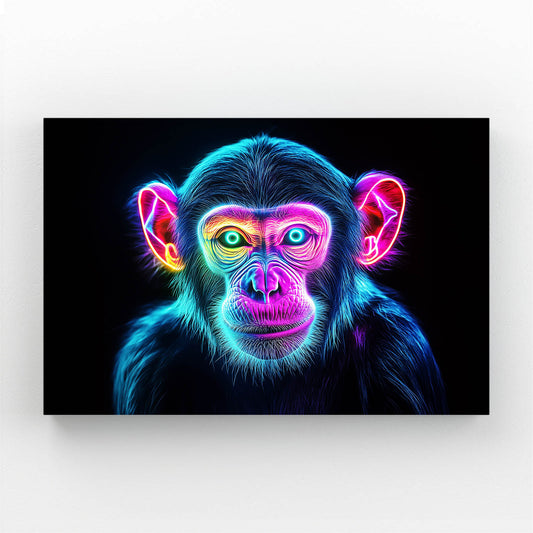 Neon Glow Outline Monkey Wall Decor – neon glow outline monkey canvas print