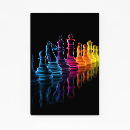 Neon Gradient Lineup Chess Wall Art – neon gradient lineup chess canvas print