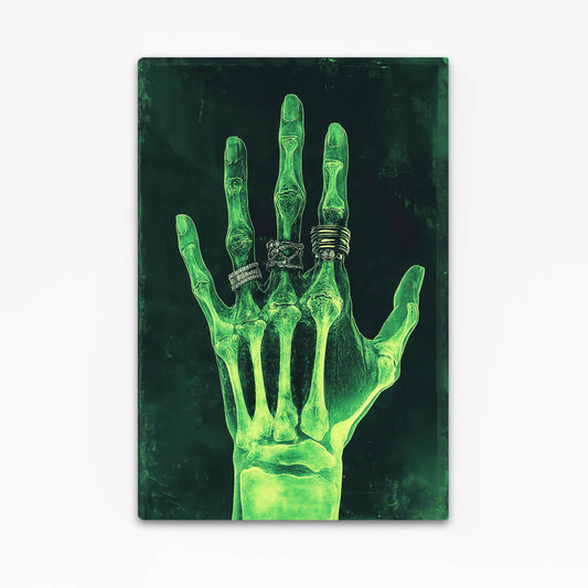 Neon Green X-Ray Hand Wall Art — contemporary canvas print, canvas print on white background