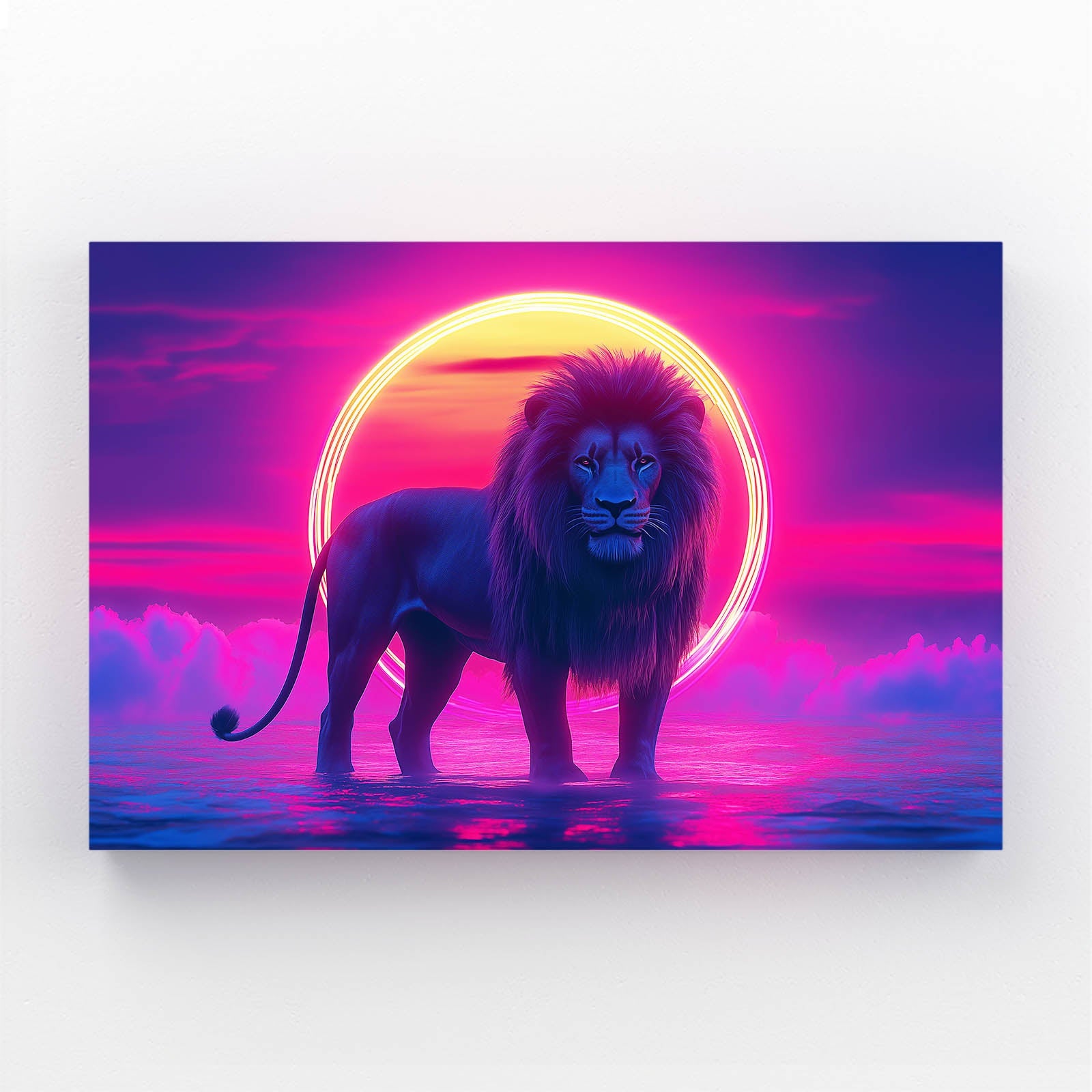 Neon Horizon Lion Wall Art