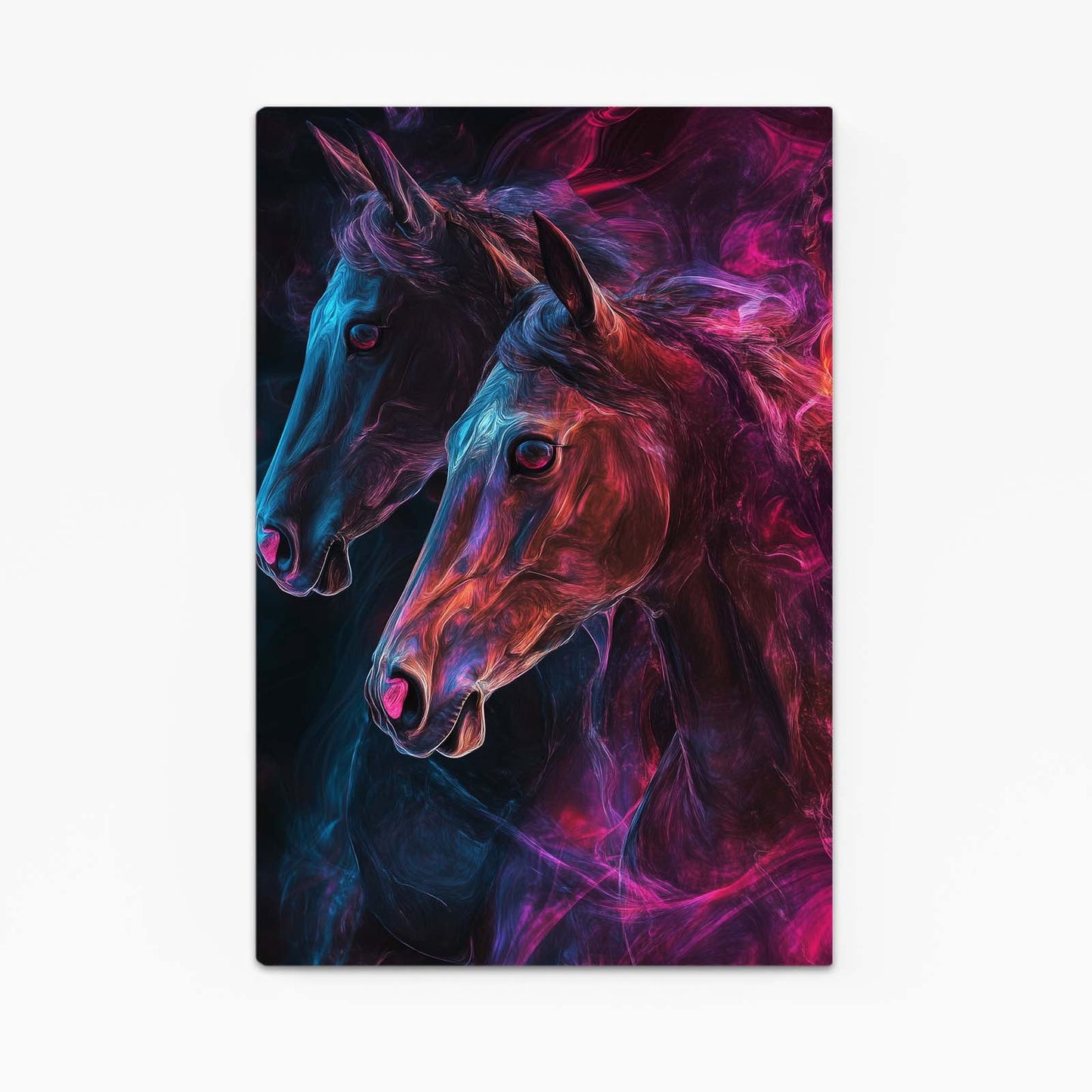 Neon Horse Prints – angled canvas view on white background