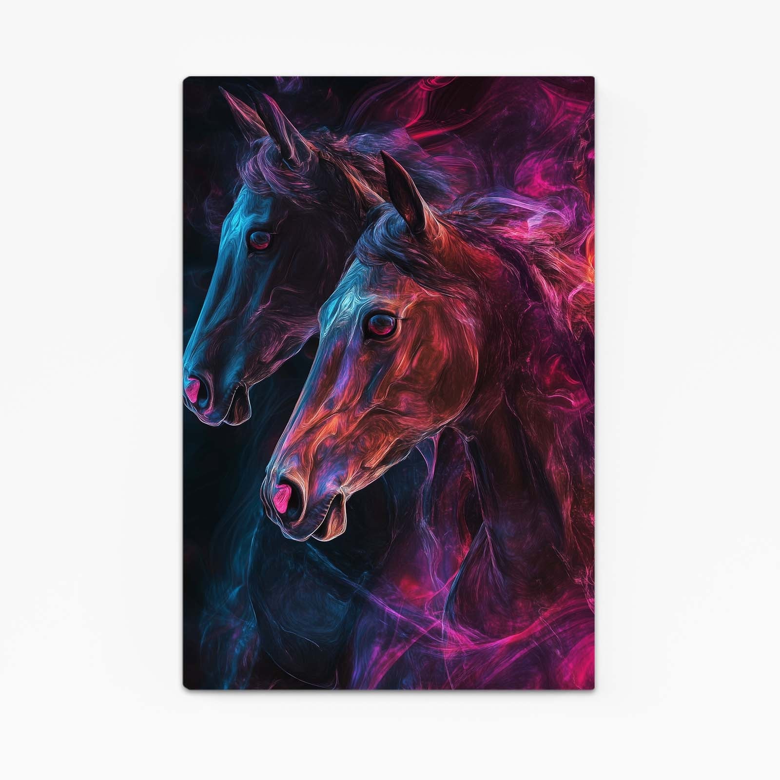 Neon Horse Prints – angled canvas view on white background
