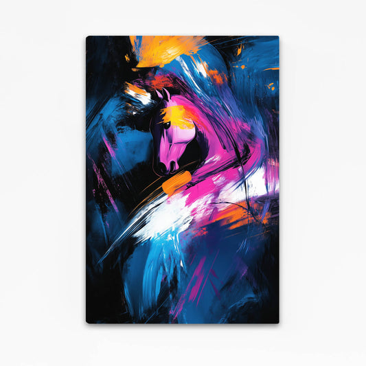 Neon Ink Sweep Horse Art — abstract canvas print, canvas print on white background