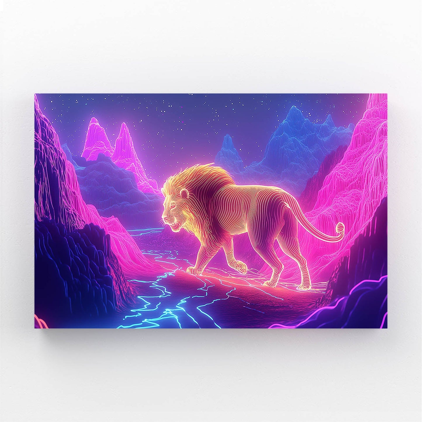 Neon Journey Lion Wall Art