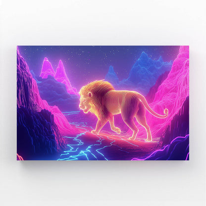 Neon Journey Lion Wall Art