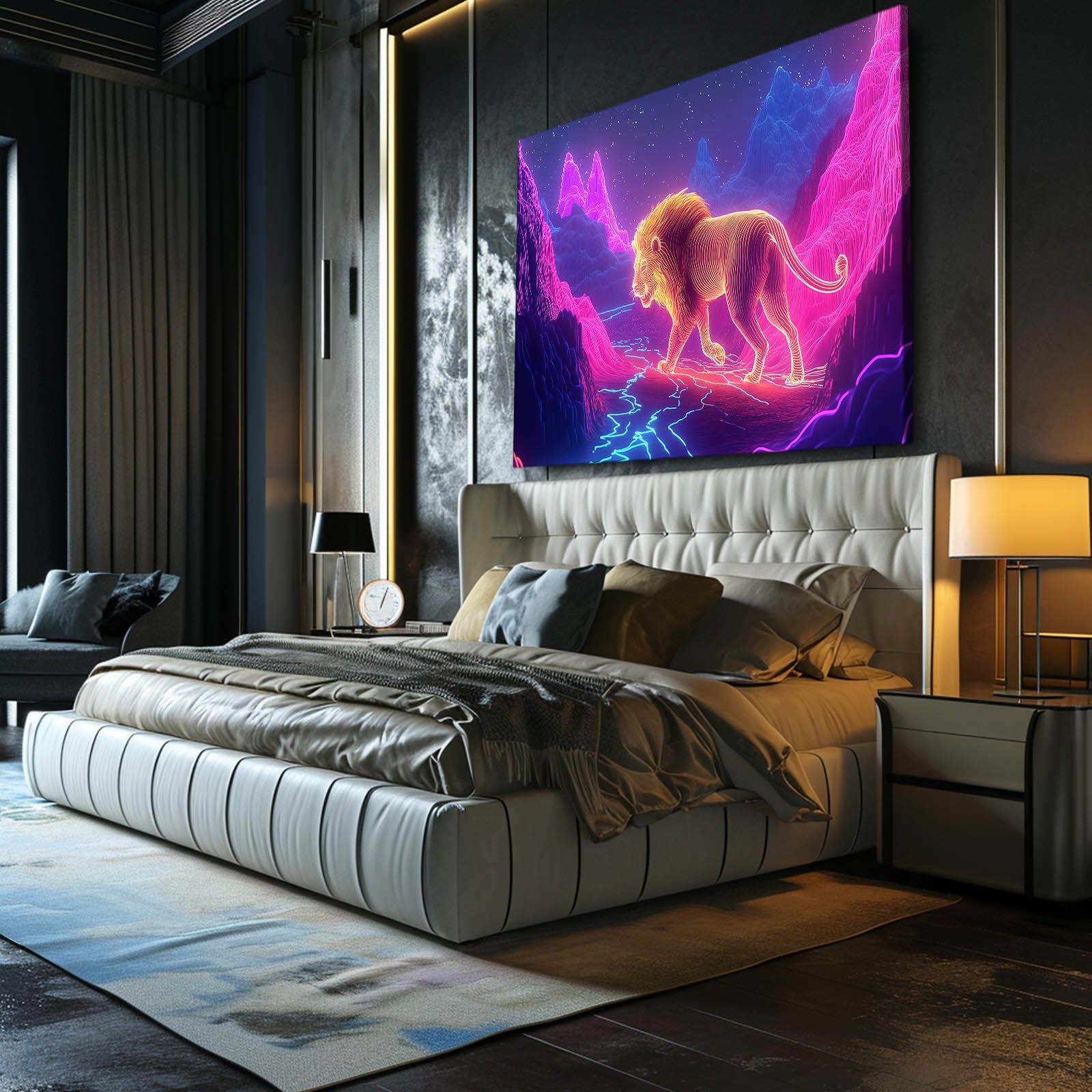 Neon Journey Lion Wall Art